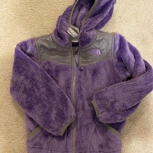 Fuzzy purple North Face jacket